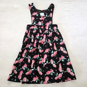 Vintage Dark Carnation Floral Sleeveless Dress kids 6 *flaw